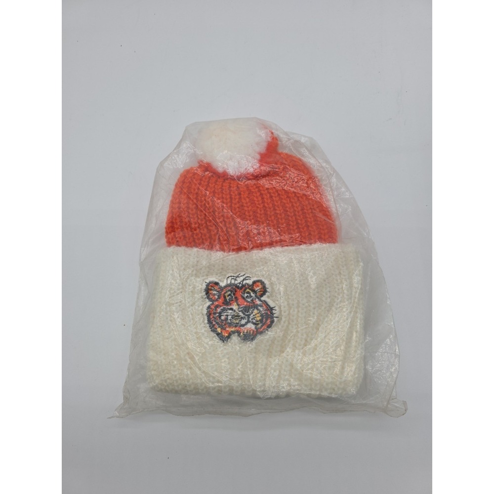 Esso Oil Co. Tiger Masacot Beanie Cap Hat Orange White VTG 1970s 70s New